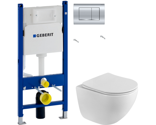 Комплект Унитаз подвесной BelBagno Libero BB11051CH-TOR/SC безободковый + Инсталляция Geberit Duofix Delta 458.163.21.1 с кнопкой смыва, хром Комплект Унитаз подвесной BelBagno Libero BB11051CH-TOR/SC безободковый + Инсталляция Geberit Duofix Delta 458.163.21.1 с кнопкой смыва, хром