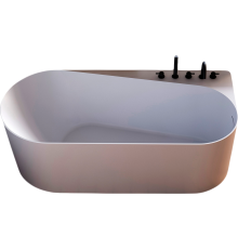Акриловая ванна Abber AB9496-1.7 R 170x80 см, с каркасом, со сливом-переливом, асимметричная