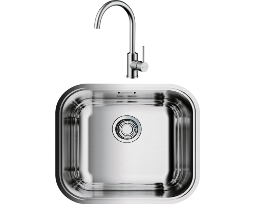 Комплект Мойка кухонная Omoikiri Omi 49-U-IN нержавеющая сталь + Смеситель Shinagawa BN нержавеющая сталь