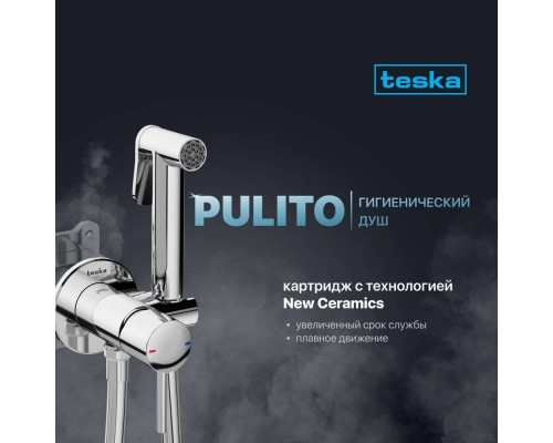 Гигиенический душ Teska Pulito BTK6800 со смесителем, С ВНУТРЕННЕЙ ЧАСТЬЮ, хром