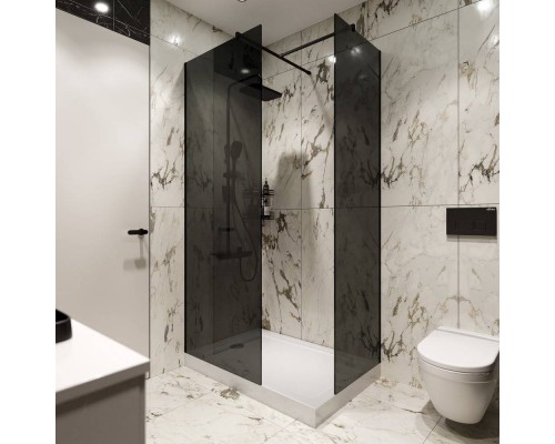 Душевой уголок STWORKI Берген, 120х80 со свободным входом, профиль черный матовый, тонированное стекло