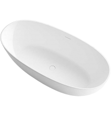Ванна из искусственного камня Vincea VBT-6S01MW 170x75 см, отдельностоящая, овальная, со сливом-переливом, матовая
