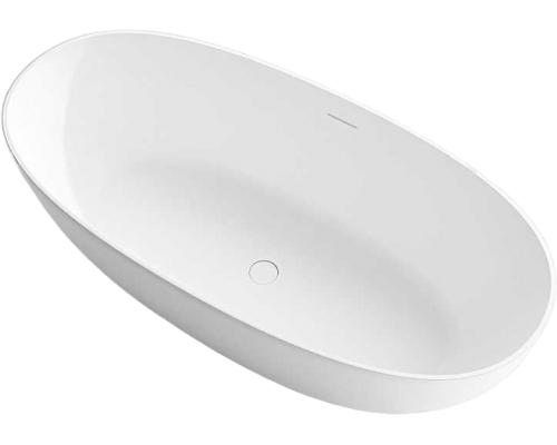 Ванна из искусственного камня Vincea VBT-6S01MW 170x75 см, отдельностоящая, овальная, со сливом-переливом, матовая