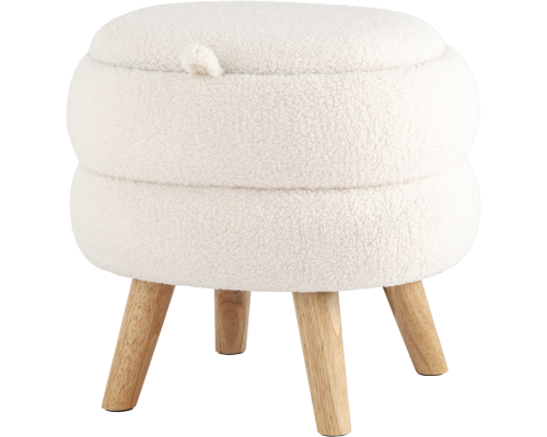 Пуф Stool Group Винни M с ящиком, белый, светлое дерево