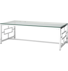 Журнальный столик Stool Group Бруклин 120x60 см, прозрачное стекло, опора серебро