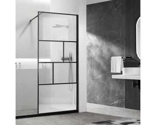 Душевая перегородка Vincea Walk-in HP Art VSW-1HC800CFB 80 см, профиль матовый черный, стекло прозрачное, рифленое