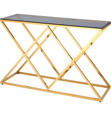 Консоль Stool Group Инсигния 120x40 см, стекло smoke, сталь золото