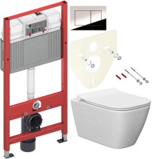 Комплект Унитаз подвесной Ideal Standard I Life B T461401 безободковый, euro white + Крышка T500301 с микролифтом + Инсталляция TECE Now 9400412 4 в 1 с кнопкой смыва