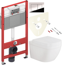 Комплект Унитаз подвесной Grohe Euro Ceramic 3932800H + Крышка 39330001 с микролифтом + Инсталляция TECE Now 9400412 4 в 1 с кнопкой смыва