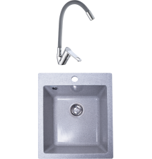 Комплект Мойка кухонная GranAlliance Gа-24 GA-24-310 серая + Смеситель РМС SL137GY 016F хром, серый, с гибким изливом