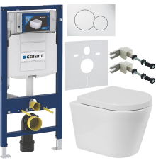 Комплект Унитаз подвесной BelBagno Flay-r + Крышка Norma BB865SC с микролифтом + Инсталляция Geberit Duofix UP 320 111.300.00.5 + Кнопка Sigma 01 115.770.11.5 белая + Крепления 111.815.00.1 к стене + Шумоизоляция