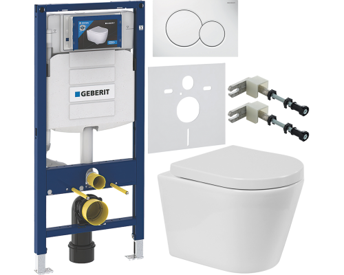 Комплект Унитаз подвесной BelBagno Flay-r + Крышка Norma BB865SC с микролифтом + Инсталляция Geberit Duofix UP 320 111.300.00.5 + Кнопка Sigma 01 115.770.11.5 белая + Крепления 111.815.00.1 к стене + Шумоизоляция