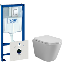 Комплект  Унитаз подвесной Ceramicanova Highlight Rimless CN1804 с микролифтом, безободковый + Система инсталляции для унитазов Grohe Rapid SL 3877200