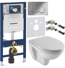 Комплект Унитаз подвесной Jacob Delafon Patio E4187 + Крышка E4267 + Инсталляция Geberit Duofix UP 320 111.300.00.5 + Кнопка Sigma 01 115.770.21.5 хром + Крепления 111.815.00.1 к стене + Шумоизоляция