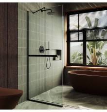 Душевая перегородка Maybahglass MGD-720-6у 69 см, профиль черный, стекло прозрачное