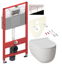 Комплект Унитаз подвесной Damixa Scandinavian Pure DX36C1701SC с микролифтом, безободковый + Инсталляция TECE Now 9400412 4 в 1 с кнопкой смыва