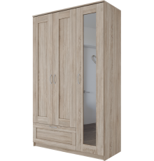 Шкаф Шведский стандарт Сириус 117x190 дуб сонома, 3 двери, 1 ящик