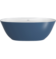 Ванна из искусственного камня Plumberia Selection Veloma 160x70 см, отдельностоящая, овальная, с декоративными ножками, со сливом-переливом, с донным клапаном, голубая, матовая, фурнитура белая