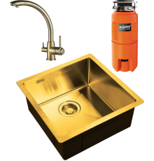 Комплект Мойка кухонная Zorg Light ZL R 440440 BRONZE + Смеситель Steel Hummer SH 699 BRONZE бронза + Измельчитель Omoikiri Nagare slim 500