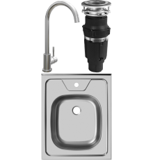 Комплект Мойка кухонная Ukinox Стандарт STD500.600 ---6C 0CS + Смеситель Domaci Равенна OL-04Ss + Измельчитель Bone Crusher BC 610-AS