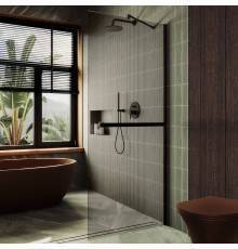 Душевая перегородка Maybahglass MGD-7216ш 69 см, профиль черный, стекло бронза