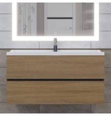 Тумба с раковиной Uperwood Barsa 100 подвесная, черная, дуб сонома, раковина Family белая
