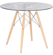 Обеденный стол Woodville PT-151 90x90 см, clear glass, wood