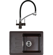 Комплект Мойка кухонная Wisent MW620-27 кофе + Смеситель W4855-27-2 кофе, черный