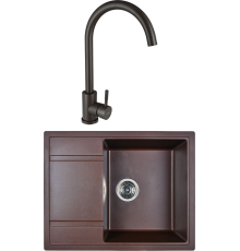 Комплект Мойка кухонная Wisent MW650-27 кофе + Смеситель W4998-3-27 кофе
