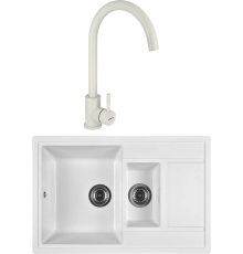 Комплект Мойка кухонная Wisent MWQ780-28 вайт + Смеситель W4998-3-28 вайт