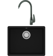 Комплект Мойка кухонная Lemark Sinara 540-U 9910073 антрацит + Смеситель Linara LM0405PAN антрацит