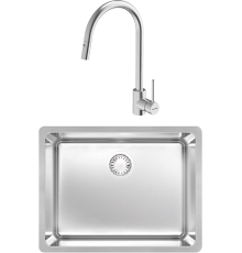 Комплект Мойка кухонная Kantera Zeffiro ZFR130-F diamond + Смеситель Cignus KTR037-BR
