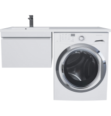 Тумба с раковиной Uperwood Magenta 50 L под стиральную машину, подвесная, белая, с ящиком