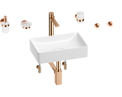 Комплект Wellsee Pure BY Wellsee 201006294 белый глянцевый, розовое золото, 9 в 1