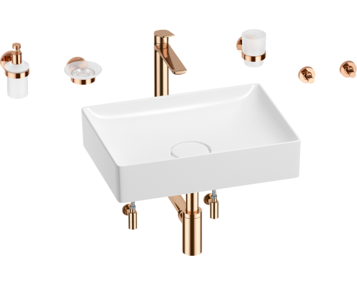 Комплект Wellsee Pure BY Wellsee 201006354 белый глянцевый, розовое золото, 9 в 1