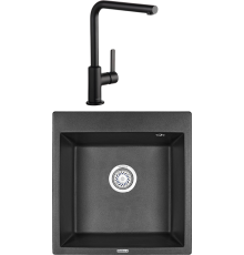 Комплект Мойка кухонная Granula 5102, черный + Смеситель Kludi L-ine S 408033975 черный