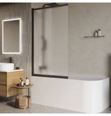 Шторка на ванну BelBagno Luce VF-11-90/145-P-NERO профиль матовый черный, стекло рифленое