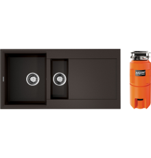 Комплект Мойка кухонная Omoikiri Sakaime 100-2-ES espresso + Измельчитель Nagare slim 1250