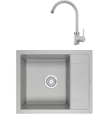 Комплект Мойка кухонная KRONA Flugel WRL780-500 1 78х50 см, gray + Смеситель Wasser H265 1 gray