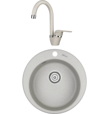 Комплект Мойка кухонная KRONA Runde D475 1 47,5 см, gray + Смеситель Wasser H270 1 gray