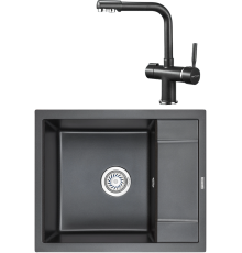Комплект Мойка кухонная KRONA Flugel WR600-500 1 60х50 см, black + Смеситель Brunnen H290 1 black
