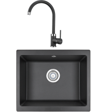 Комплект Мойка кухонная KRONA Quadrat W550-460 1 55х46 см, black + Смеситель Wasser H265 1 black