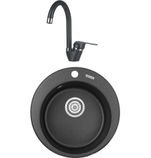 Комплект Мойка кухонная KRONA Runde D475 1 47,5 см, black + Смеситель Wasser H270 1 black