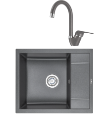 Комплект Мойка кухонная KRONA Flugel WR600-500 1 60х50 см, graphite + Смеситель Wasser H270 1 graphite