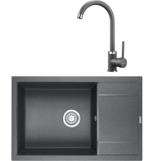 Комплект Мойка кухонная KRONA Flugel WRL780-500 1 78х50 см, graphite + Смеситель Wasser H265 1 graphite