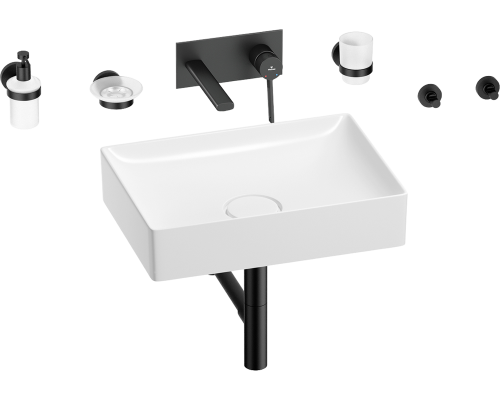 Комплект Wellsee Pure BY Wellsee 201006407 С ВНУТРЕННЕЙ ЧАСТЬЮ, глянцевый белый, матовый черный, 8 в 1