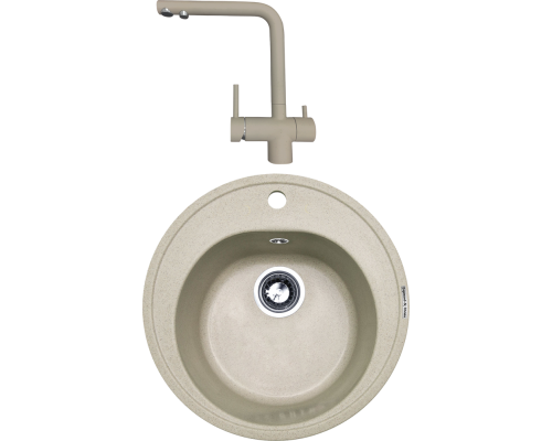 Комплект Мойка кухонная Zigmund   Shtain Kreis 505 речной песок + Смеситель ZS 1300 речной песок