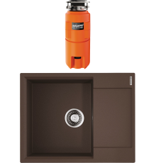 Комплект Мойка кухонная Omoikiri Daisen 65T-DC темный шоколад + Измельчитель Nagare slim 1250