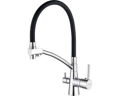 Смеситель для кухни Ledeme L4855-2 хром, черный