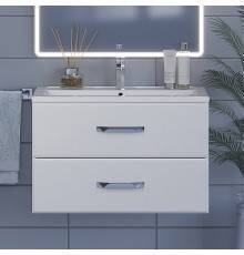 Тумба с раковиной Uperwood Foster 80 подвесная, 2 ящика, матовая белая